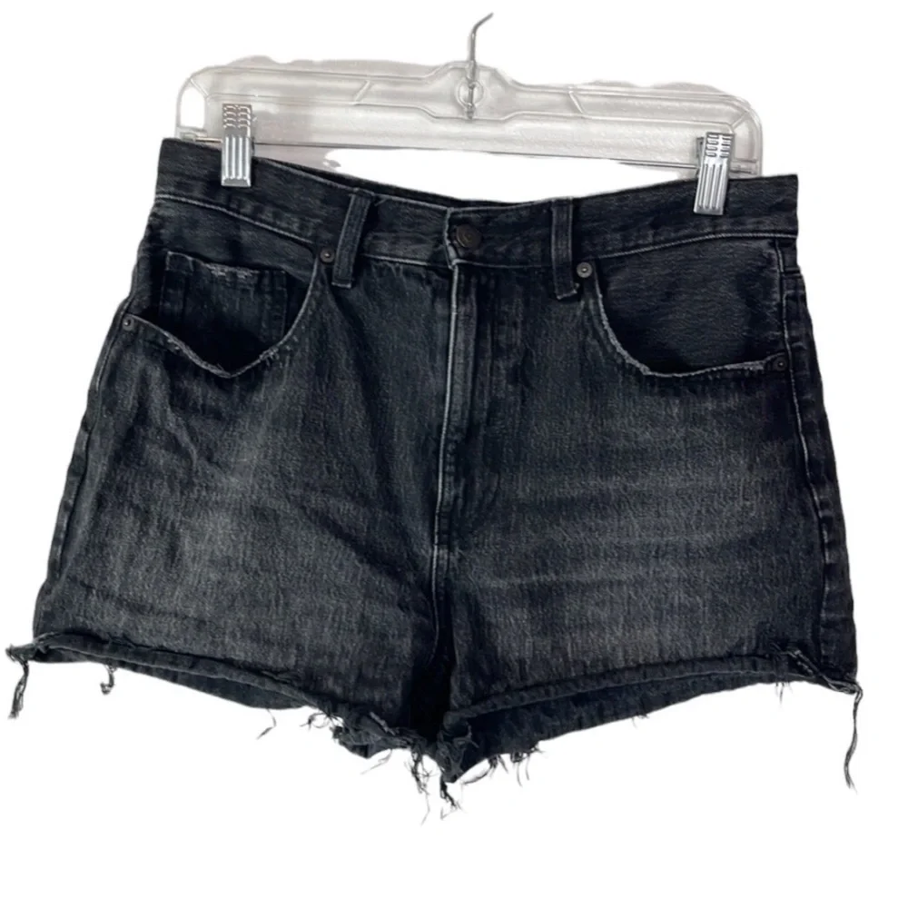 Uniqlo Jeans Shorts Women's Size 28 Washed Black Cut Off Frayed‎ Hem